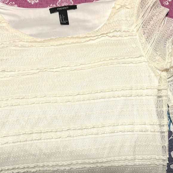 3/$20 Forever 21 white/cream lace mini dress, Small - Picture 3 of 4